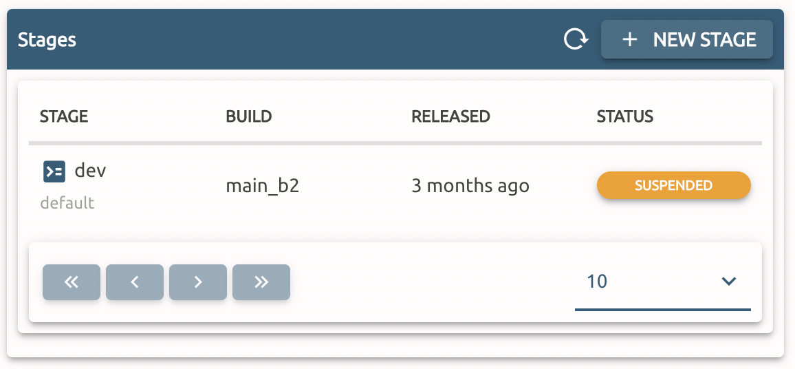 Relevant stage status shown on the project page