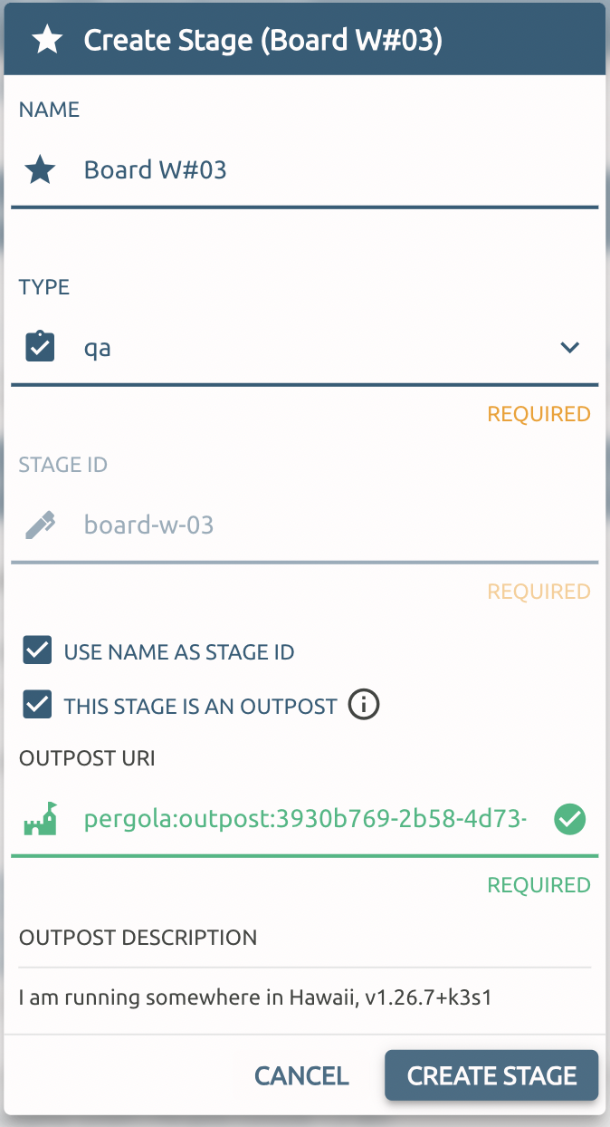 Create a stage linked to an Outpost