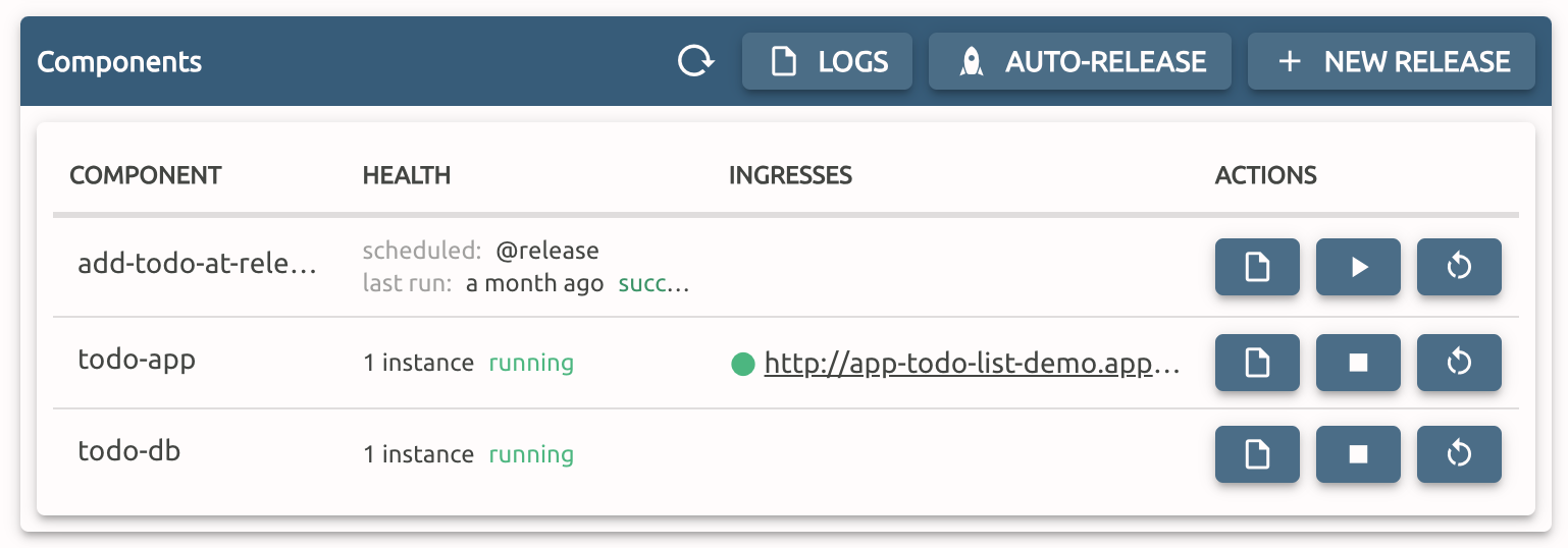 Start and stop components directly from the console