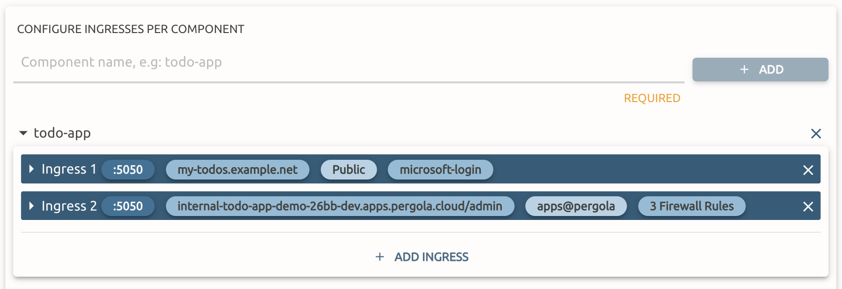 Custom domain, multiple ingresses